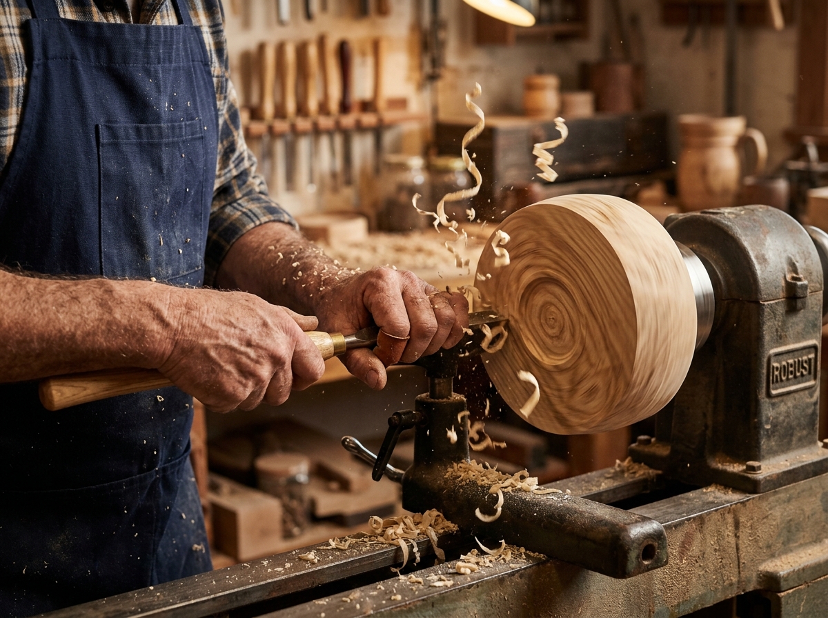 Lathe-Turned Ash Hardwood